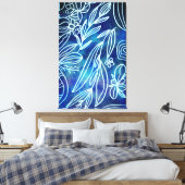 Glamoureus Torquoise en witte botanische tekening Canvas Afdruk (Insitu (Slaapkamer))