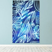 Glamoureus Torquoise en witte botanische tekening Canvas Afdruk (Insitu (Houten vloer))