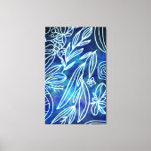 Glamoureus Torquoise en witte botanische tekening Canvas Afdruk (Voorkant)