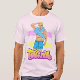 Glamoureus Twink met Feather Boa T-shirt