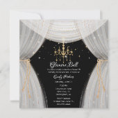 Glamoureus White Black en Gold Sweet Sixteen Invi Kaart (Voorkant)