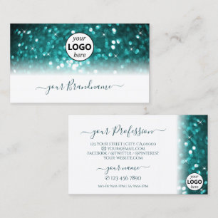 Glamoureus White Blauwgroen Sparking Glitter met L Visitekaartje