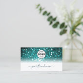 Glamoureus White Blauwgroen Sparking Glitter met L Visitekaartje (Staand voorkant)