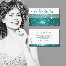 Glamoureus White Blauwgroen Sparkle Glitter met mo Visitekaartje