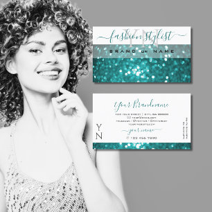 Glamoureus White Blauwgroen Sparkle Glitter met mo Visitekaartje