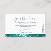 Glamoureus White Blauwgroen Sparkle Glitter Profes Visitekaartje (Achterkant)