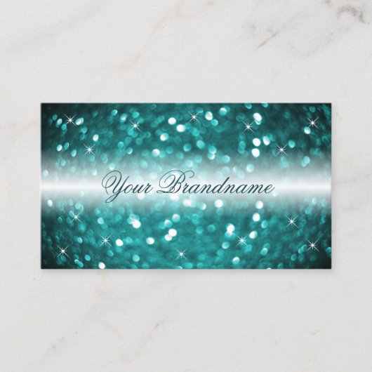 Glamoureus White en Blauwgroen Sparking Glitter St Visitekaartje (Voorkant)