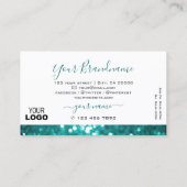 Glamoureus White en Blauwgroen Sparkle Glitter met Visitekaartje (Achterkant)