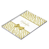 Glamoureus White en Gold Zebra afdrukken met naam Notitieboek (Linkerzijde)