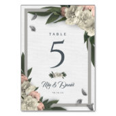 Glamoureus White en Peach Floral Peonies Kaart (Achterkant)