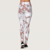 Glamoureus White Rose Gold Glitter Marble Patroon Leggings (Achterkant)