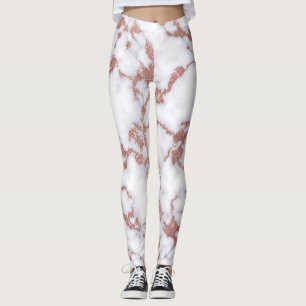 Glamoureus White Rose Gold Glitter Marble Patroon Leggings