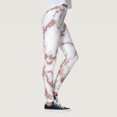 Glamoureus White Rose Gold Glitter Marble Patroon Leggings (Rechts)