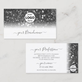 Glamoureus White Silver Sparking Glitter met Logo Visitekaartje