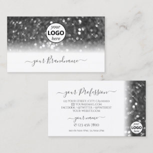 Glamoureus White Silver Sparking Glitter met Logo Visitekaartje