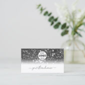 Glamoureus White Silver Sparking Glitter met Logo Visitekaartje (Staand voorkant)