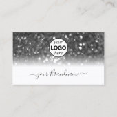 Glamoureus White Silver Sparking Glitter met Logo Visitekaartje (Voorkant)