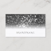 Glamoureus White Silver Sparking Glitter Monogram Visitekaartje (Voorkant)