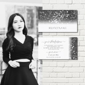 Glamoureus White Silver Sparking Glitter Monogram Visitekaartje