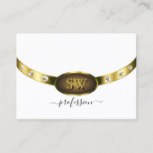 Glamoureus Wit en Goud met Monogram Diamanten Visitekaartje (Voorkant)