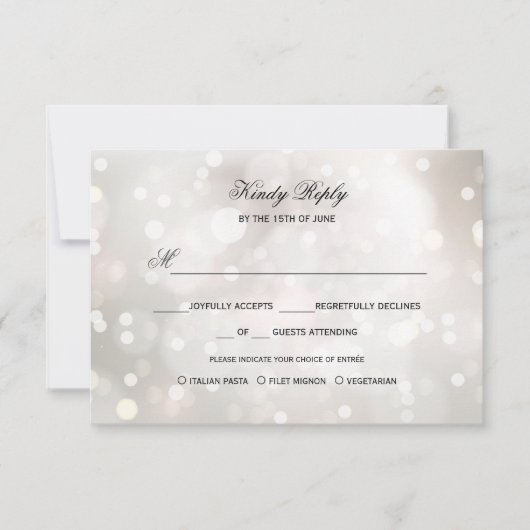 Glamoureus Wit Glitter ZILVER RSVP MENU KEUZE (Voorkant)