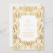 Glamoureus wit goud Art Deco bruiloft Kaart (Voorkant)