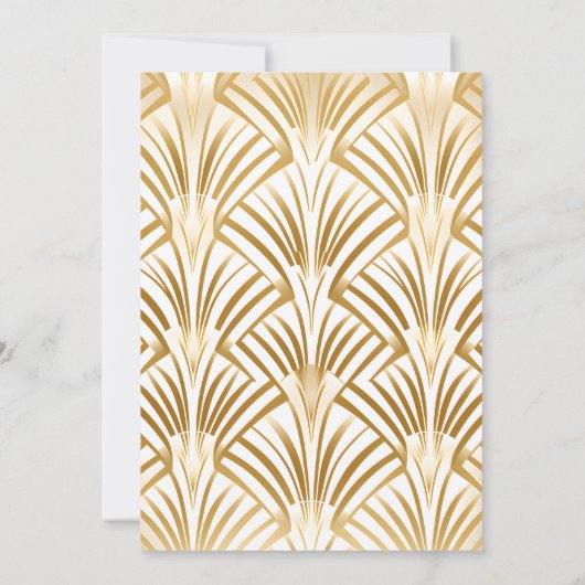 Glamoureus wit goud Art Deco bruiloft Kaart (Achterkant)