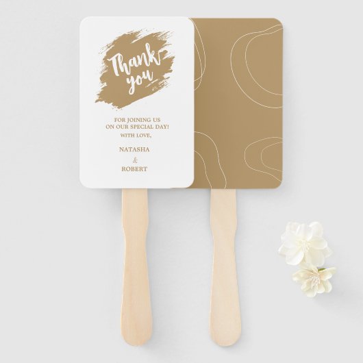 Glamoureus wit & goud blijf cool in stijl Dank u Handwaaier (Voorkant en achterkant)