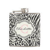 Glamoureus Zebra Leopard Custom Monogram Flask Heupfles (Voorkant)