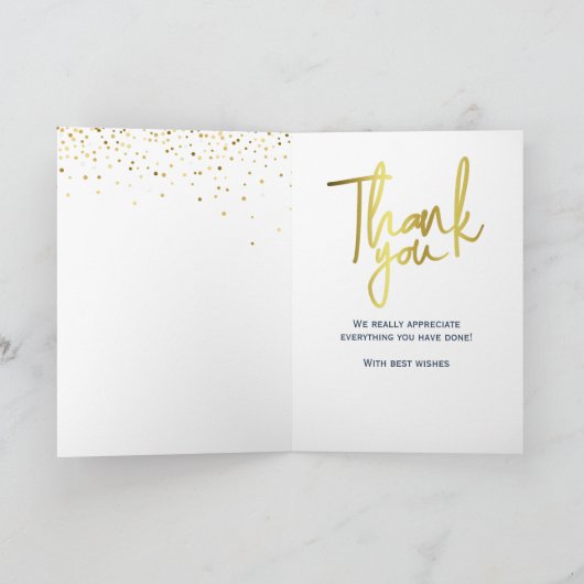 Glamoureus Zeer Groot Dank u Navy Gold Bedankkaart (Binnen)