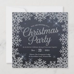 Glamoureus Zilver en Blauwe Sparkle Kerstfeest Kaart