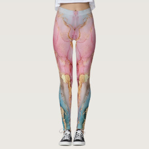 Glamoureus Zilver Glitter roze Marmer Ombre Leggings