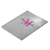 Glamoureus zilverglittermonogram spiraalvormig not notitieboek (Linkerzijde)