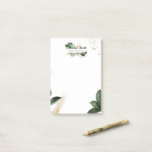 Glamoureus zomergroen gepersonaliseerd post-it® notes (Op bureau)