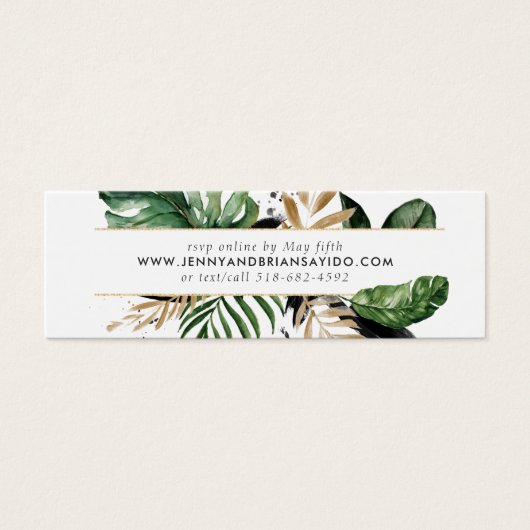 Glamoureus zomergroen | Huwelijkswebsite RSVP Mini Visitekaartjes (Voorkant)