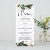 Glamoureus Zomergroen Tropisch Bruiloft Menu (Staand voorkant)