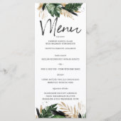 Glamoureus Zomergroen Tropisch Bruiloft Menu (Voorkant)
