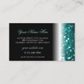 Glamoureus zwart en Blauwgroen Glitter Stijlvol Visitekaartje (Achterkant)