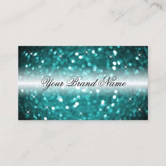 Glamoureus zwart en Blauwgroen Glitter Stijlvol Visitekaartje (Voorkant)