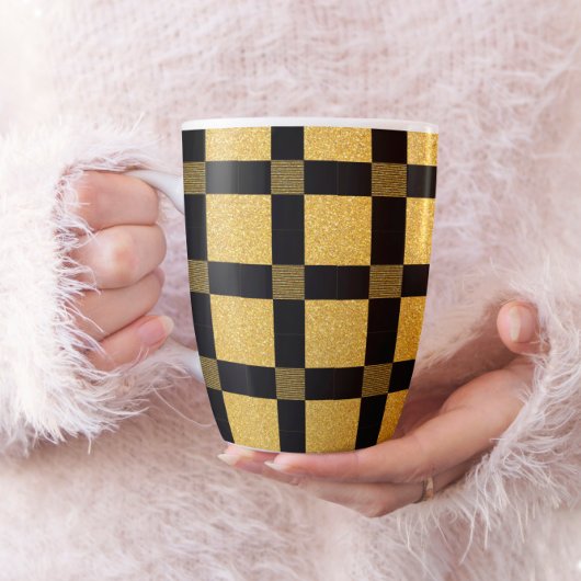 Glamoureus zwart en goud Bufallo plaid patroon Koffiemok