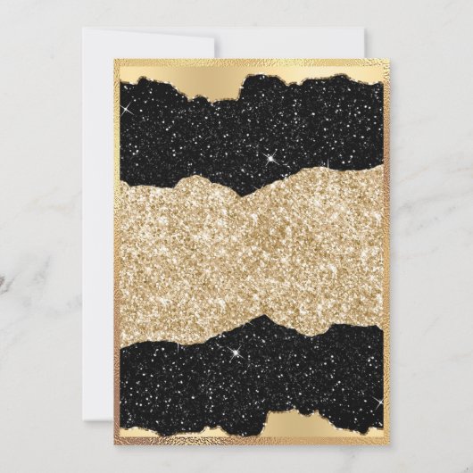 Glamoureus Zwart en Goud Glitter 50ste verjaardag Kaart (Achterkant)