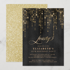Glamoureus Zwart en Goud Verjaardagsfeest Kaart