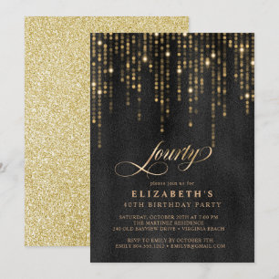 Glamoureus Zwart en Goud Verjaardagsfeest Kaart