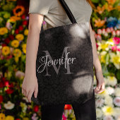 Glamoureus zwart grijs en wit monogram tote bag