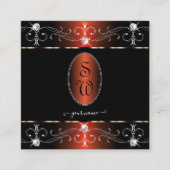 Glamoureus zwart koper  Ornamenten Monogram Vierkante Visitekaartje (Voorkant)