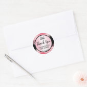 Glamoureus zwart met roze glitter dank u Logo Ronde Sticker (Envelop)