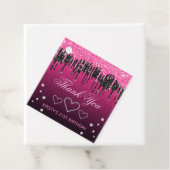 Glamoureus zwart-roze druppelaar Glitter Birthday Bedankjes Labels (In situ)