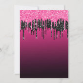 Glamoureus zwart-roze druppelaar Glitter Sweet 16 Kaart (Achterkant)