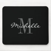 Glamoureus zwart-wit monogram muispad muismat (Voorkant)