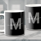 Glamoureus zwart-wit naam monogram koffiemok